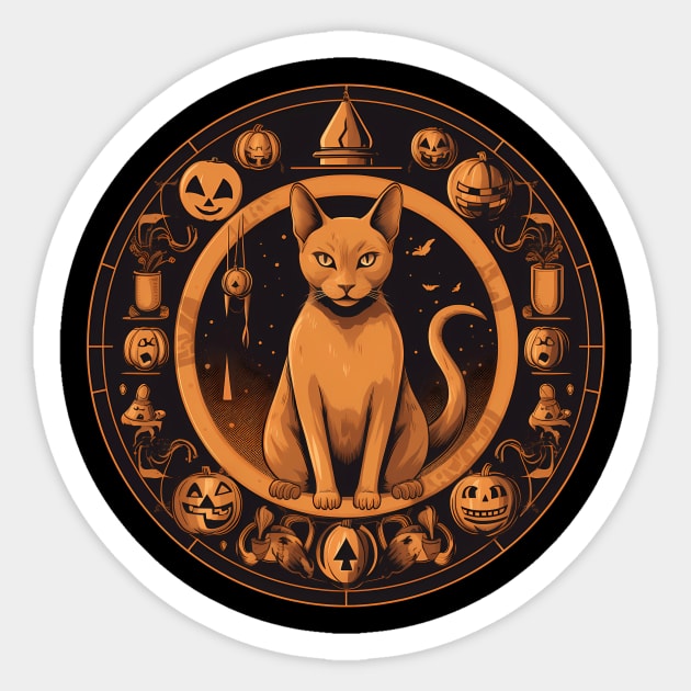 Abyssinian Cat Halloween, Cat Lover Sticker by logiamerch